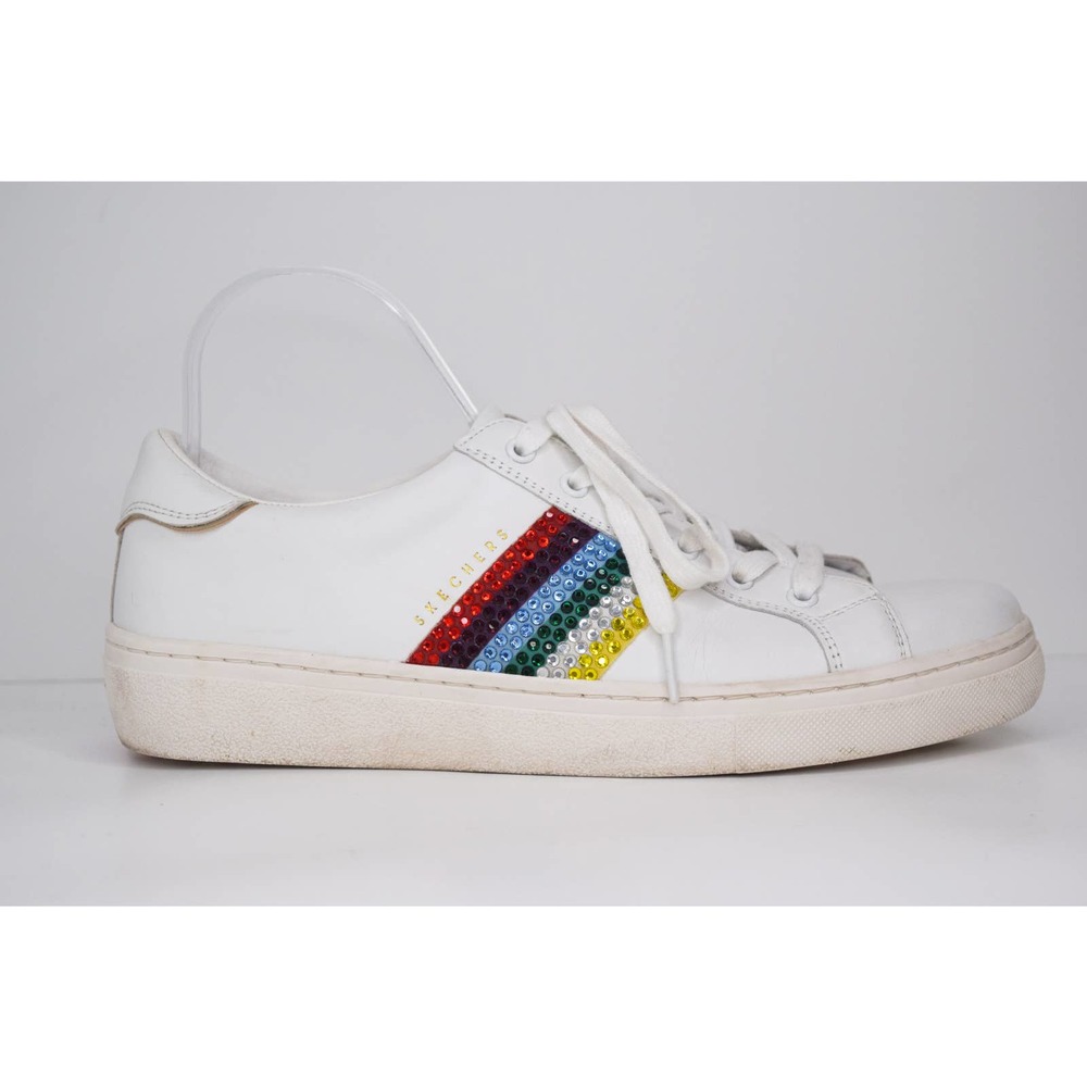 SKECHERS leather 'goldie rockers' sneakers rainbow rhinestone size 9 women's